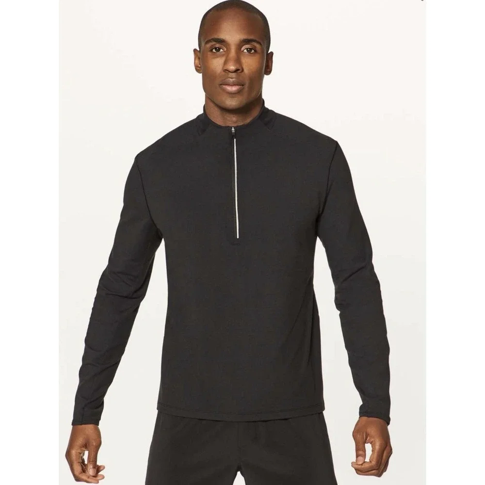 Lululemon Surge Warm 1/2 Zip Mens Large Black Running Training Pullover